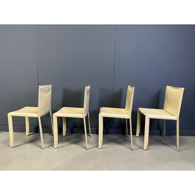 Beige Leather Dining Chairs by Cattelan, Italy, 1980s, Set of 4 For Sale - Image 7 of 13