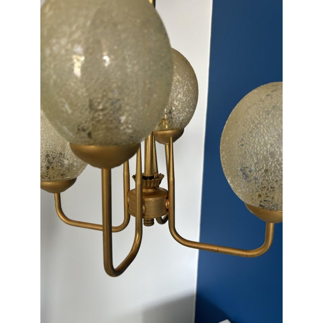 Vintage Brass Suspension and Glass Egg Globe in Gold, 1950s For Sale - Image 3 of 8