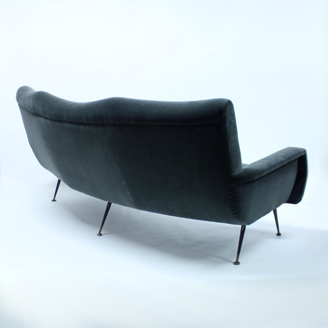 Black Mid-Century Italian Curved Velvet Sofa, 1950s For Sale - Image 8 of 14