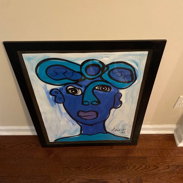 Peter Keil Original Blue Abstract Portrait Painting For Sale In Atlanta - Image 6 of 8