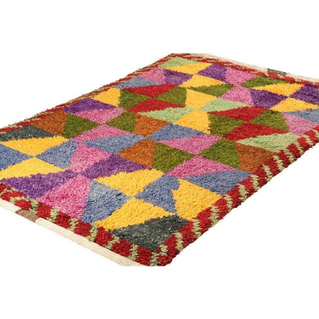 Rug & Kilim Vintage Tulu Rug With Colorful Geometric Diamond Patterns, From Rug & Kilim For Sale - Image 4 of 8