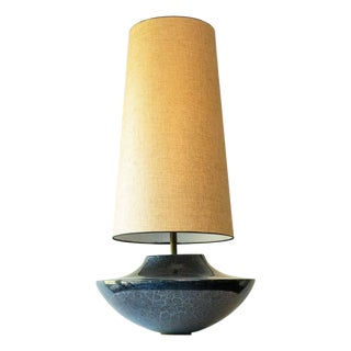 Ceramic Floor or Table Lamp with Silk Lampshade attributed to R. Houben, 1970s For Sale