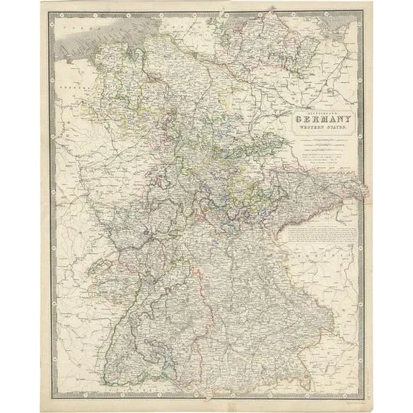 Map of West Germany, 1850 For Sale - Image 6 of 6