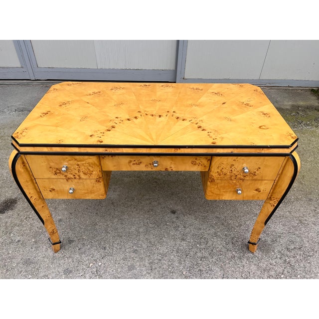 Beige Antique French Art Deco Writing Desk, 1890s For Sale - Image 8 of 10