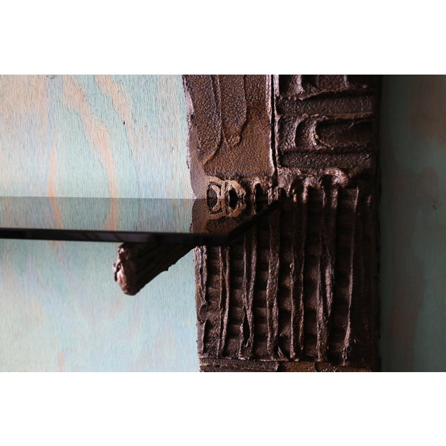 Glass Paul Evans Pe71 Bronzed Resin and Glass Floating Bookshelf Wall Unit C. 1970s For Sale - Image 7 of 16
