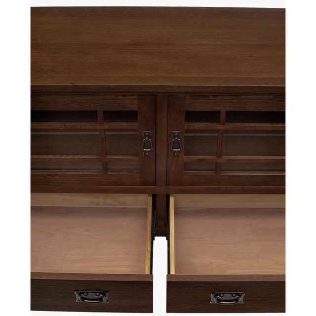 Mission Quarter Sawn Oak Tv Stand - 60" Michael Cherry For Sale In Chicago - Image 6 of 7