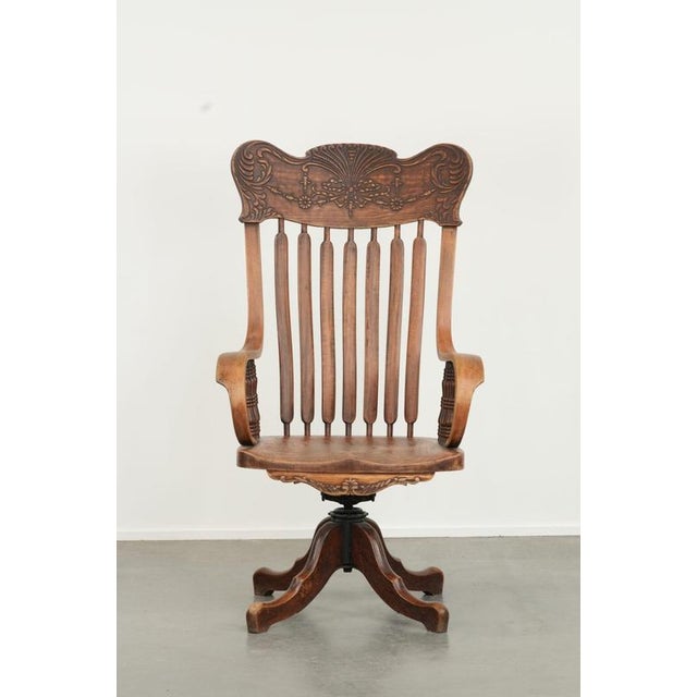 Occasional/desk chair with beautiful woodcarving from the late 19th/early 20th century. : This charming, authentic chair...