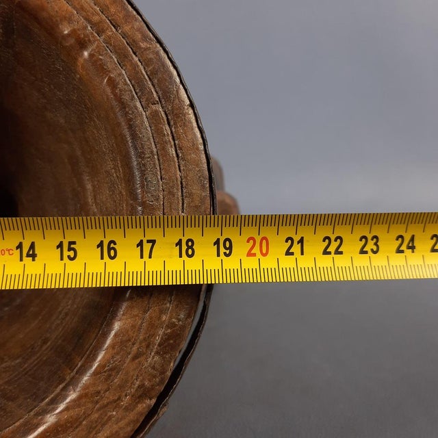 Antique Arab Handcrafted Engraved Seed Spreader in Wood & Metal, Early 1900s For Sale - Image 10 of 12