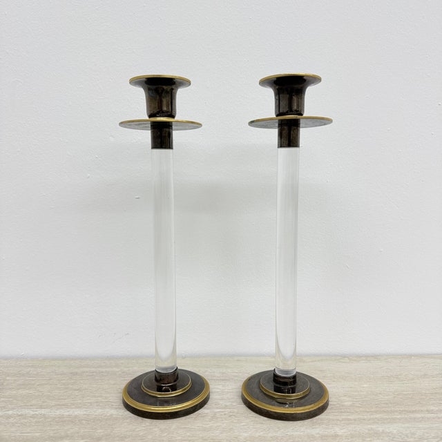 Mid-Century Modern Acrylic Glass Candleholders from Caravell, 1970s, Set of 2 For Sale - Image 3 of 15