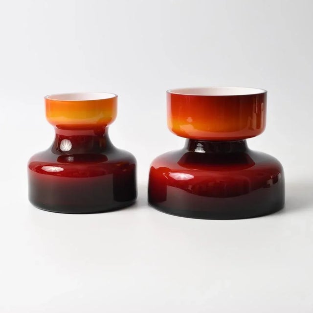 Polish Glass Reducta Vases from Hortensja, 1970s, Set of 2 For Sale - Image 4 of 9
