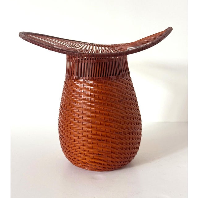 Wang Jin Japanese Woven Bamboo Ikebana Vase by Jin Morigami For Sale - Image 4 of 18