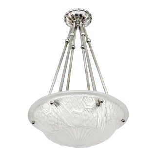 French Art Deco Pendant Chandelier by Schneider For Sale