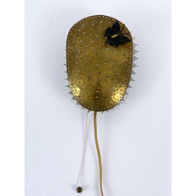 Mid-Century Modern Perforated Brass Papillon Sconce, Sweden, 1960s For Sale - Image 4 of 18