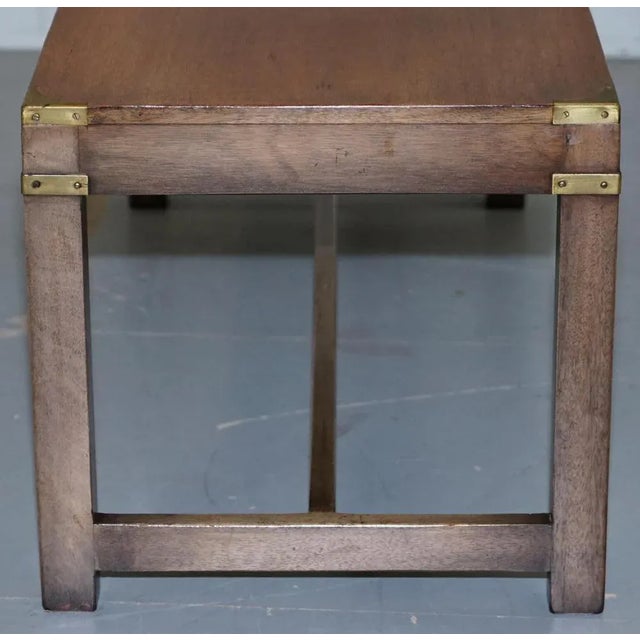 Vintage Hardwood and Brass Military Campaign Coffee Table from Harrods London For Sale - Image 13 of 15