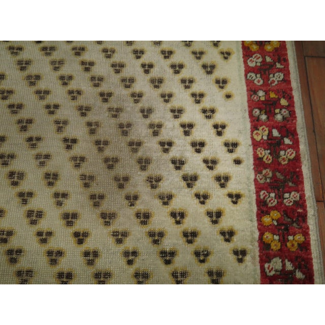 Wool Late 19th Century Handmade Ivory Field Red Turkish Ghiordes Scatter Rug For Sale In New York - Image 6 of 6