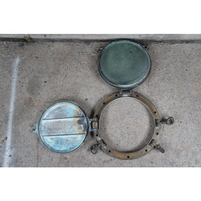 Early 20th Century Solid Brass Maritime Ships Porthole Storm Cover Window For Sale - Image 9 of 13