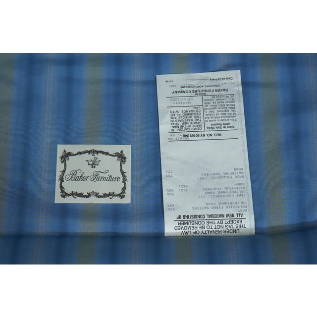 Baker French Empire Style Blue Upholstered Bergère Chair For Sale - Image 18 of 18