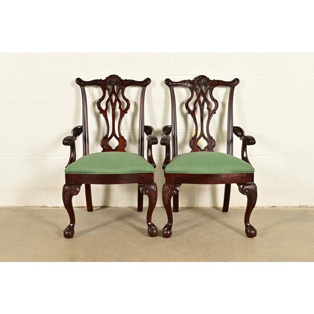 Thomasville Chippendale Carved Mahogany Armchairs, Pair For Sale - Image 15 of 15