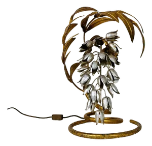 Golden Florentine Flower Shape Table Lamp by Hans Kögl, Germany, 1970s