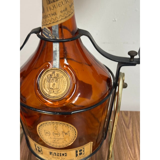 Vintage B & B Dom Benedictine Liquor Bottle + Pour Stand Table Lamp For Sale - Image 11 of 12