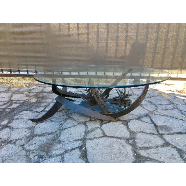 Stunning Brutalist Coffee Table by Daniel Gluck, This beautiful coffee table has a unique style to it, from its base all...