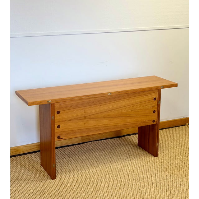 1970s Scandinavian Convertible Modern Teak Console Table Desk For Sale - Image 14 of 14