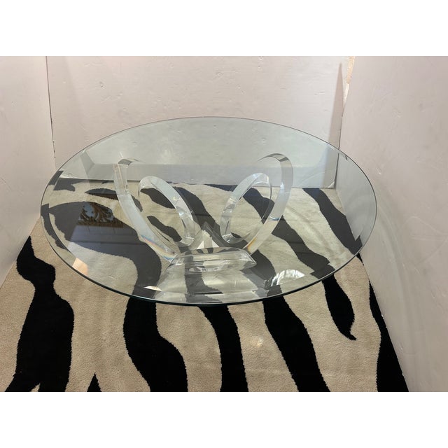 Signed Mikhail Loznikov Lucite & Glass Coffee Table For Sale - Image 10 of 12