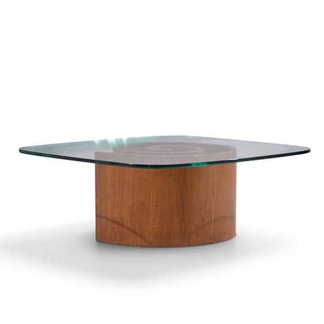 Brown Vladimir Kagan Mid Century Walnut Snail Coffee Table For Sale - Image 8 of 9