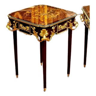 1960s French Louis XV Style Marquetry Side/console Tables with Gilt Bronze Mounts Set (3) For Sale