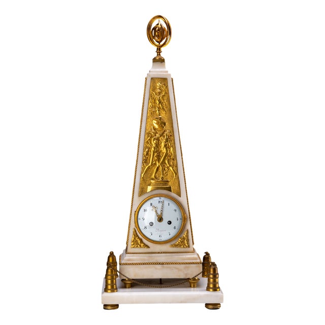 Louis XVI Obelisk Clock from Roque, Paris, France, 1780 For Sale