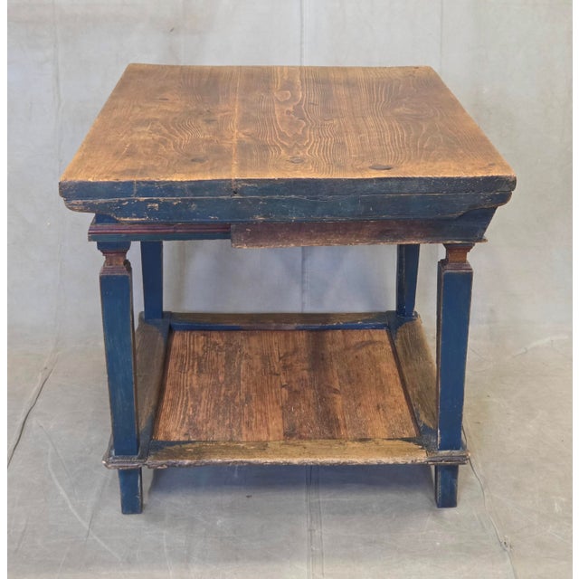 Antique European Rustic Painted Pine Baker's Table, Romania, 1761 For Sale - Image 15 of 18