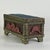 Wood Vintage Painted Tramp / Folk Art Sewing Box With Large Pincushion Top & Red Heart Carving For Sale - Image 7 of 18