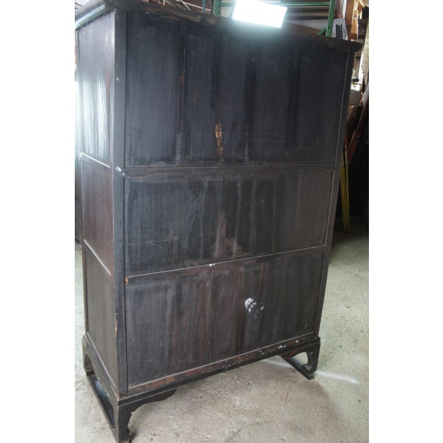 Antique Korean Elm Brass Bound Bandaji Nong Tansu Scholars Chest Wedding Cabinet For Sale - Image 12 of 12