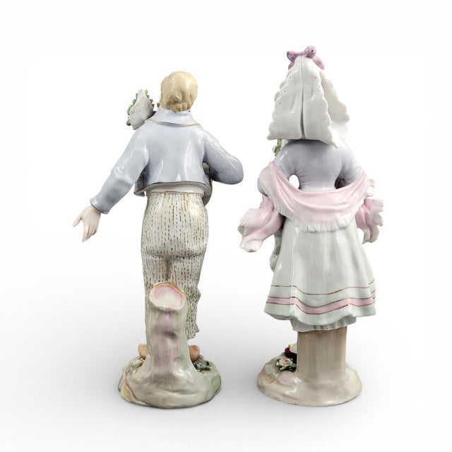 German Porcelain Figures by Volkstedt, 1800s, Set of 2 For Sale - Image 4 of 15