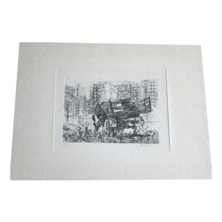 Renzo Vespignani, Camion in Periferia, Aquafort Etching, Mid-20th Century For Sale