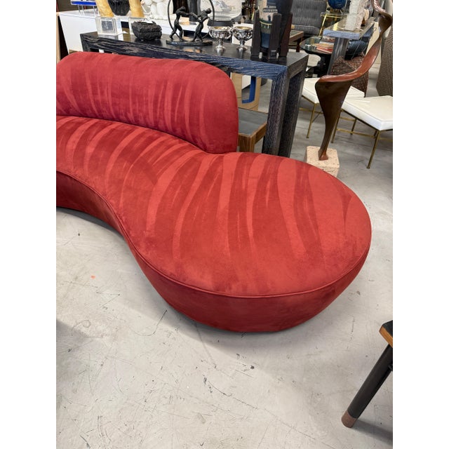 Vladimir Kagan Zoe Sofa for American Leather in Cinnabar Ultrasuede For Sale - Image 10 of 16