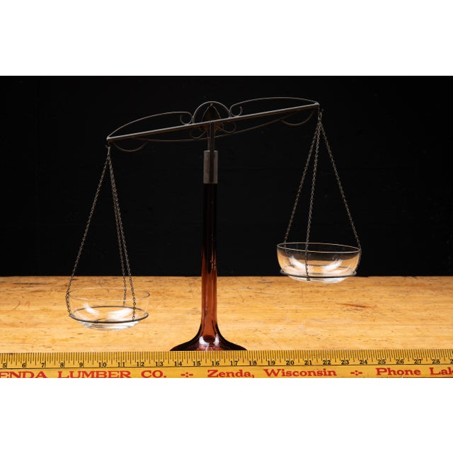 Metal Early 20th Century Glass Apothecary Balance Scale For Sale - Image 7 of 7