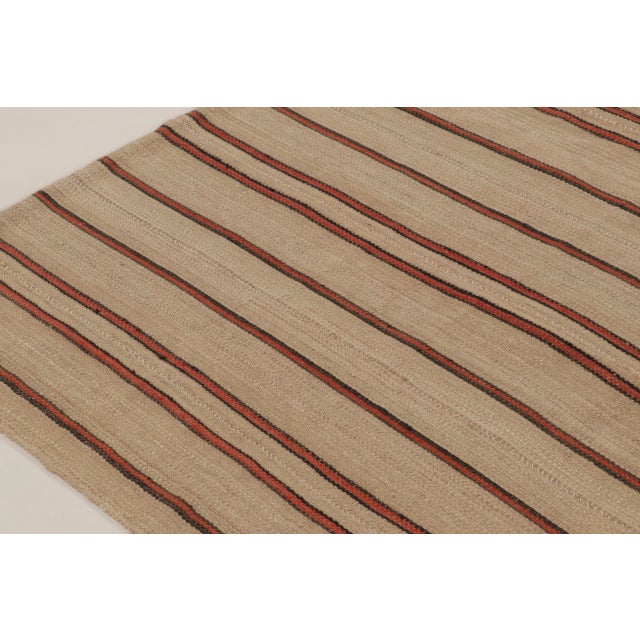 Beige Vintage Palas Bidjar Kilim With Minimal Red Stripes on a Beige Field - Rug & Kilim For Sale - Image 8 of 10