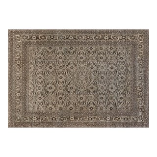 Antique Persian Tabriz Botanic Handmade Wool Carpet For Sale