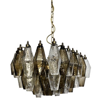 Chandelier in Clear and Smoked Glasses by Carlo Scarpa, 1990 For Sale