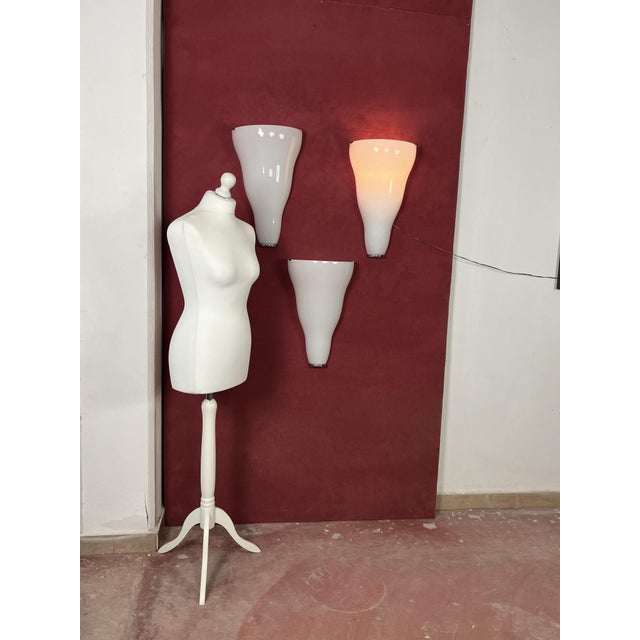 Large Murano Glass Wall Lamps from Leucos, 1980s, Set of 3 For Sale - Image 3 of 18