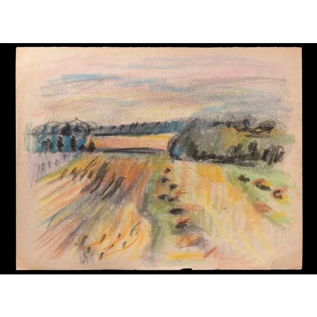 Landscape is an original drawing in Pastel realized in the early 20th Century by Edmond Cuisinier (1857-1917). Good...