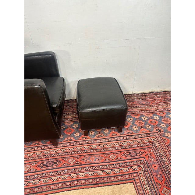 Wood 1960s Bradington Young Armchair and Ottoman For Sale - Image 7 of 11