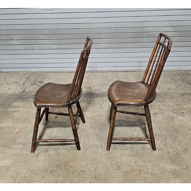 Traditional Pair Early 19th Century Philadelphia Benchmade Birdcage Windsor Chairs For Sale - Image 3 of 7