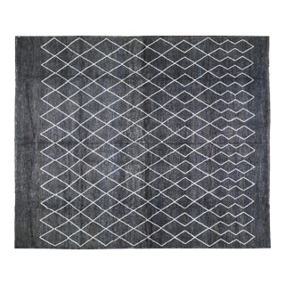 Moroccan Hand Knotted Wool Rug, 9'4"x12" For Sale