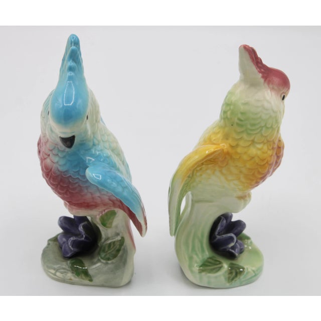 Mid 20th Century Colorful Ceramic Parrot Figurines - a Pair For Sale - Image 4 of 9