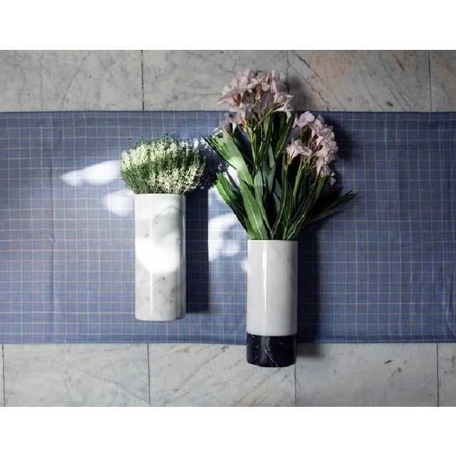 Not Yet Made - Made To Order Cylindrical Satin White Carrara Marble Vase For Sale - Image 5 of 7