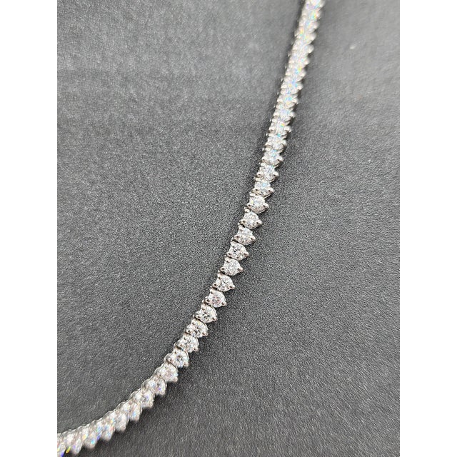 Early 21st Century 7.11 Ct 3-Prong Diamond Tennis Necklace For Sale - Image 5 of 9