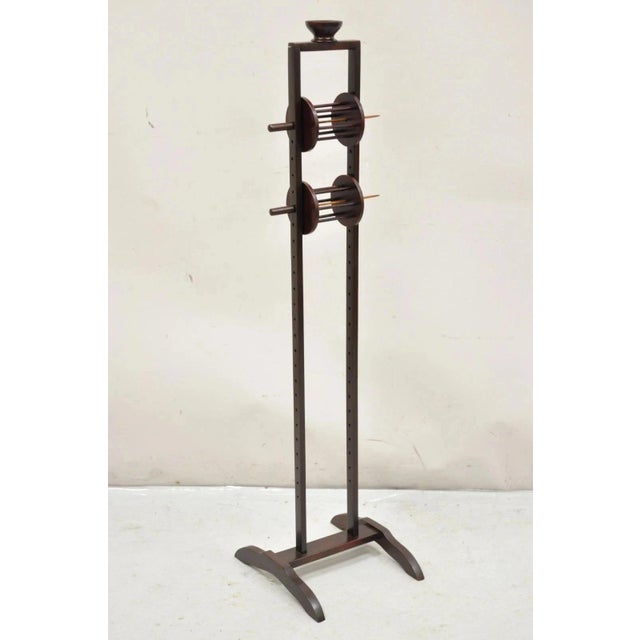 Antique American Primitive Mahogany Handmade Wool Winder Spool Thread Stand For Sale - Image 10 of 10