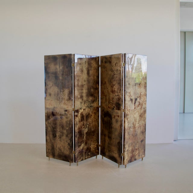 Vintage Signed Room Divider by Aldo Tura, Italy, 1960s, in Very Good conditions. Designed 1960 to 1969 This piece has an...